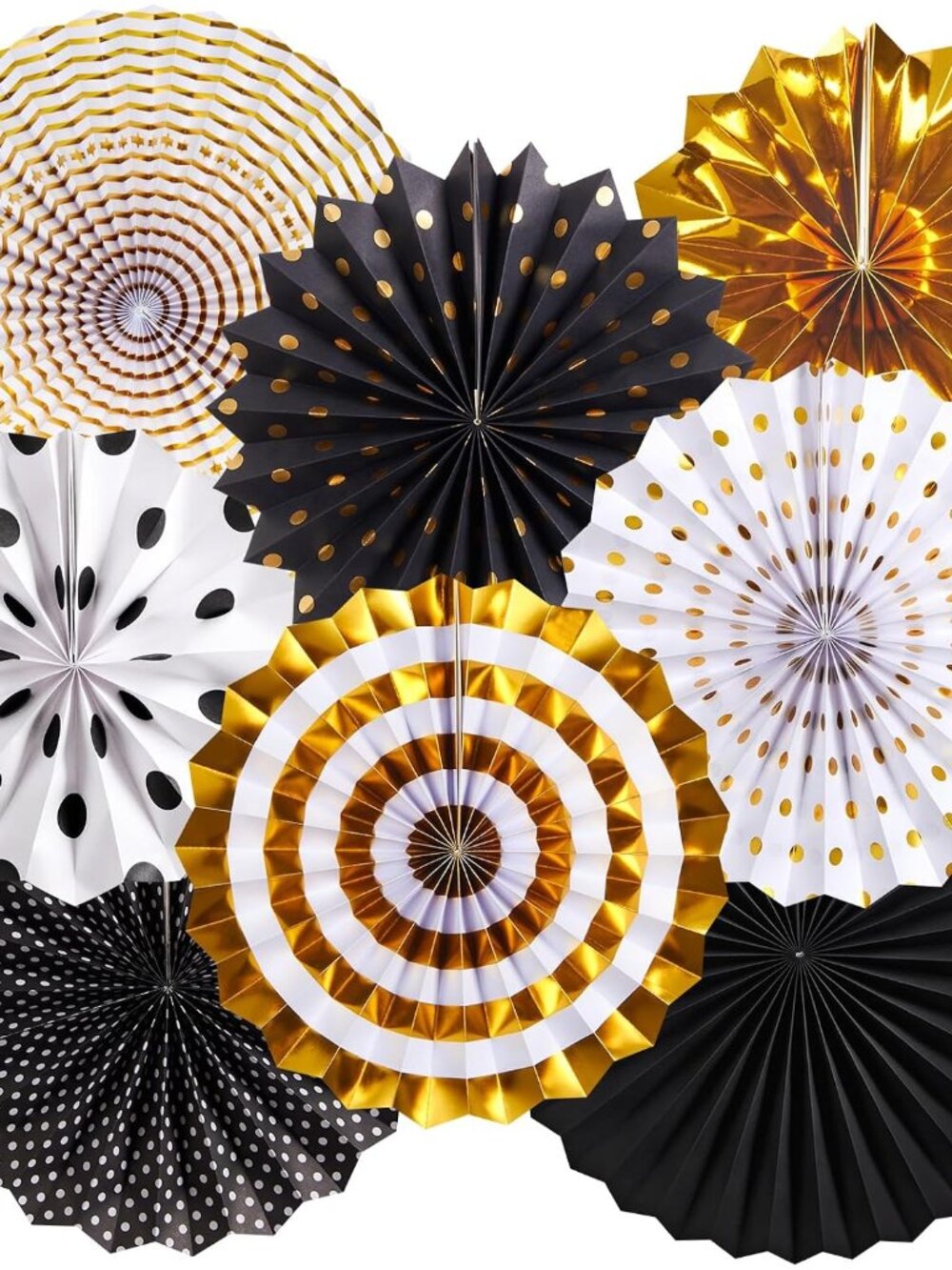 Black and Gold Decorations, Hanging Honeycomb Paper Pompoms Fan for Graduation B